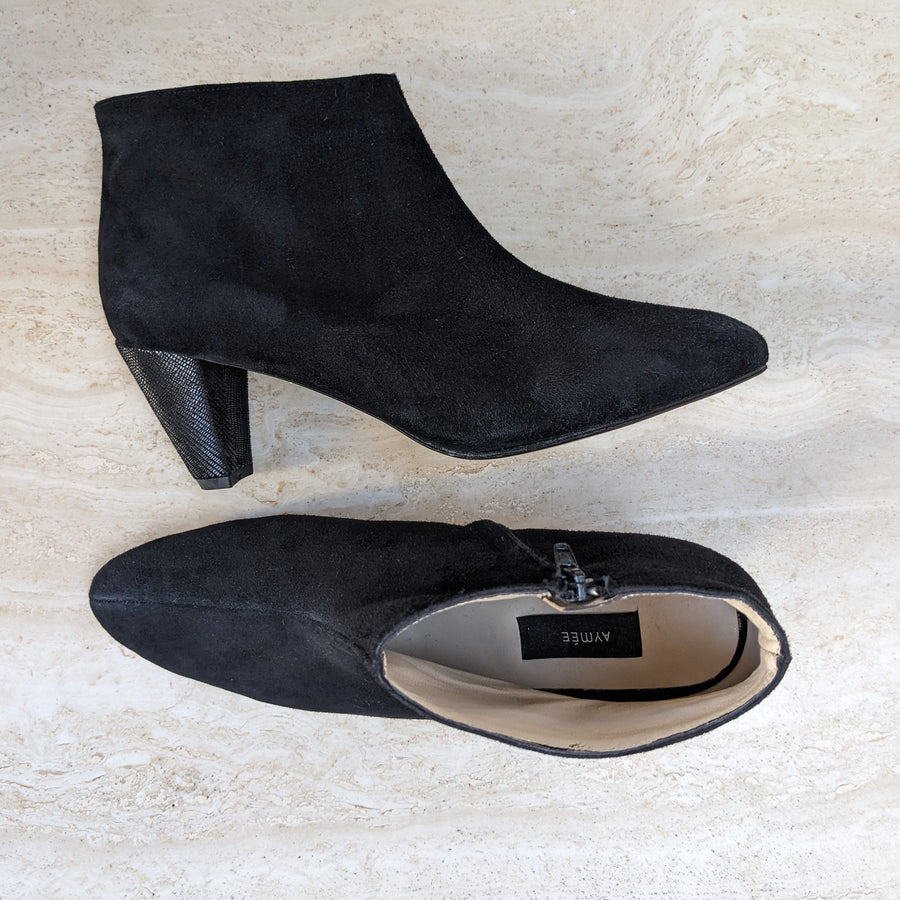Bottine Joséphine noir - Talon cubain - Pointure 43
