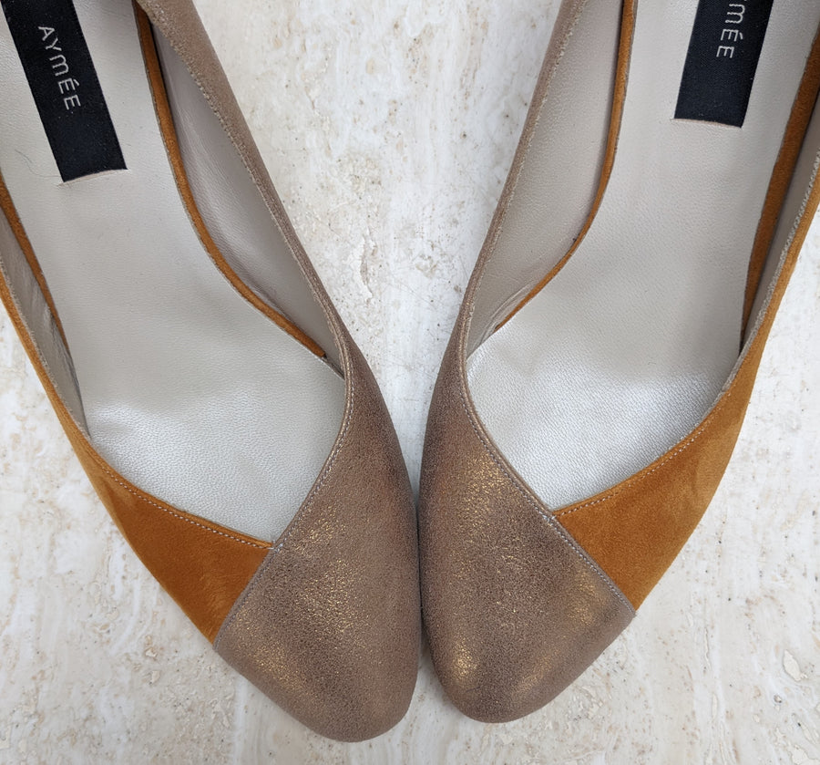 Escarpin Rachel camel et tan - Pointure 40