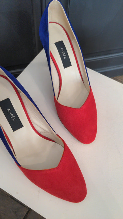 Escarpin Audrey rouge baiser et deep purple - Pointure 37