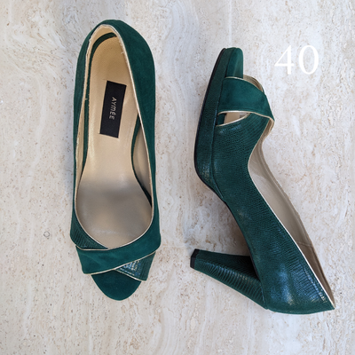 Escarpin ouvert Edith vert émeraude - Pointure 40