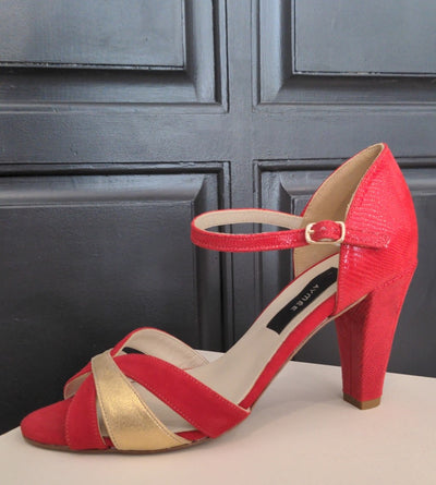 Sandale Grace rouge baiser et doré - Pointure 36,5