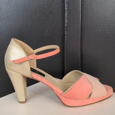 Sandale Iris nude rosé et corail poudré - Pointure 40