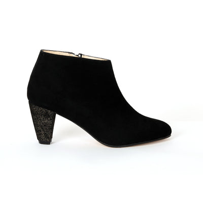 Bottines Joséphine noir velours et lamé or