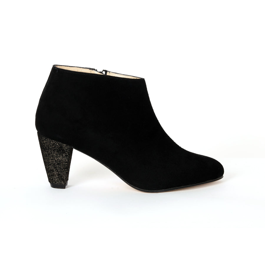 Bottines Joséphine noir velours et lamé or