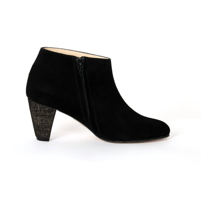 Bottines Joséphine noir velours et lamé or