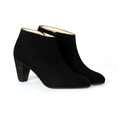 Bottines Joséphine noir velours et lamé or
