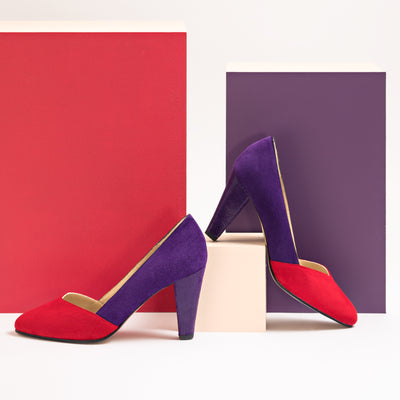 Escarpin Audrey violet et rouge baiser