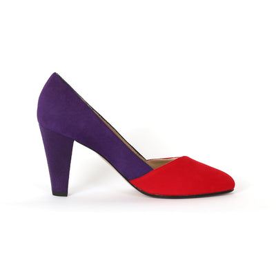 Escarpin Audrey violet et rouge baiser