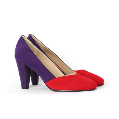 Escarpin Audrey violet et rouge baiser
