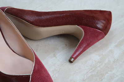 Escarpin Rachel châtaigne lézard et brique lézard