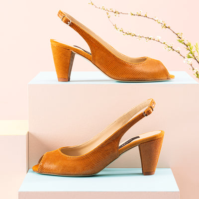 Escarpin ouvert sling back Charlie tan