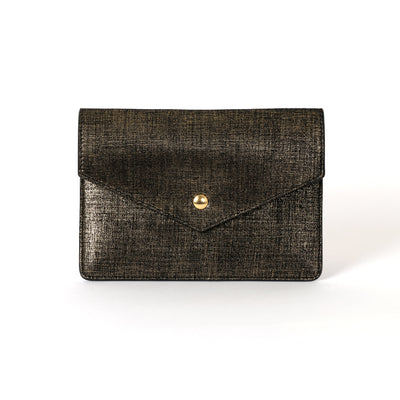 Pochette Passeport Lou lamé or et noir