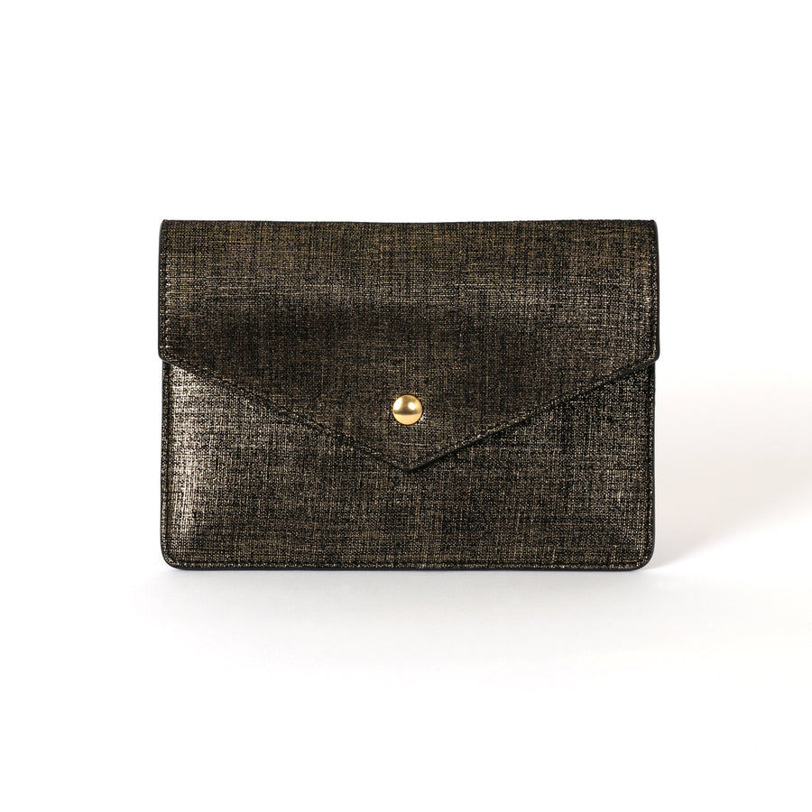 Pochette Passeport Lou lamé or et noir