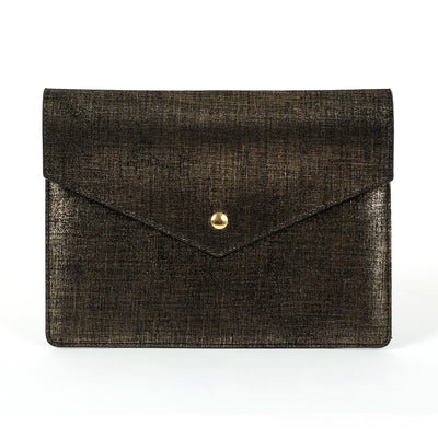 Pochette GM / Enveloppe Soirée Lou lamé noir et or