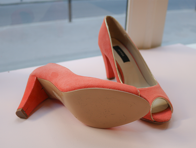Escarpin ouvert Charlie corail et platine - Pointure 40