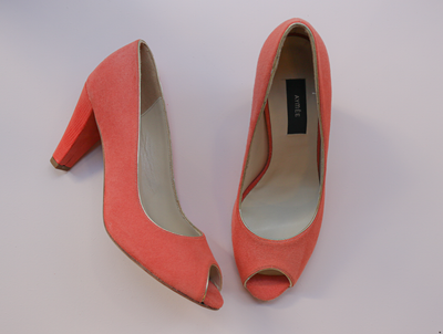 Escarpin ouvert Charlie corail et platine - Pointure 40