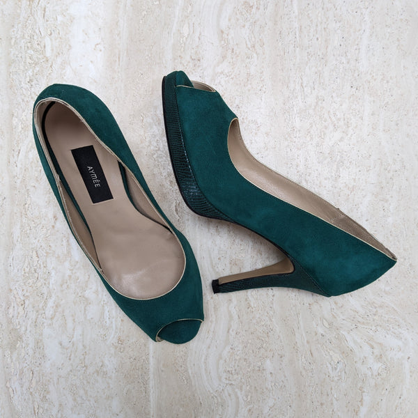 Escarpin ouvert Charlie vert émeraude Pointure 38 Aymée
