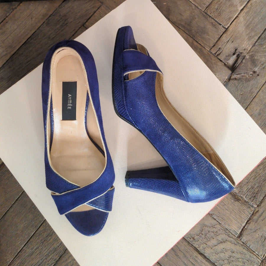 Escarpin ouvert Edith bleu violet - Pointure 38