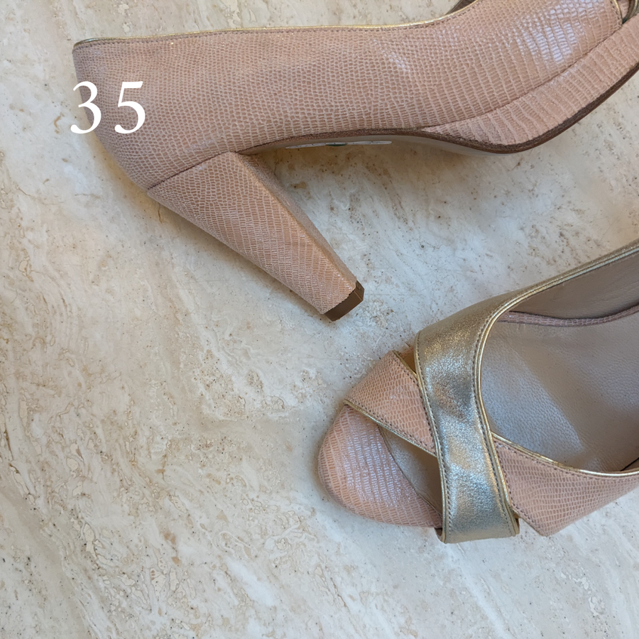 Escarpin ouvert Edith nude et champagne - Pointure 35