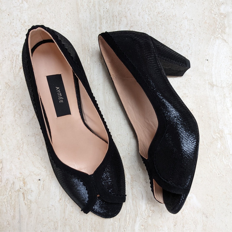 Escarpin ouvert Suzanne noir intense