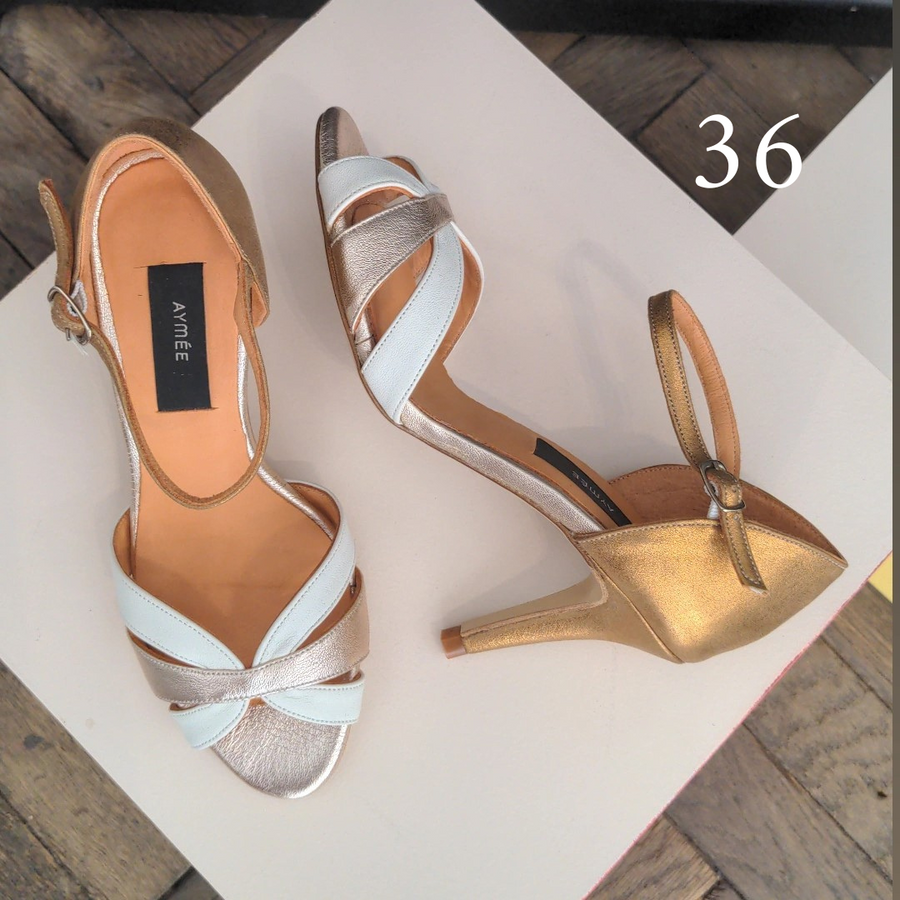 Sandale Grace écru et platine - Pointure 36