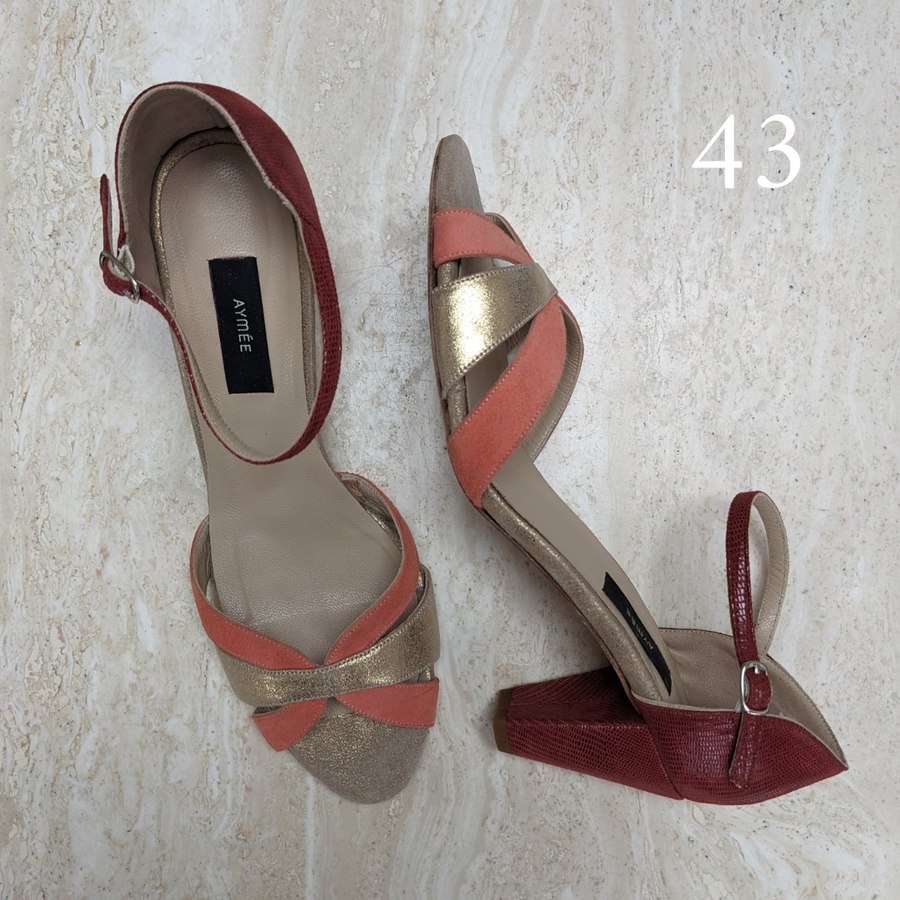 Sandale Grace corail et doré - Pointure 43