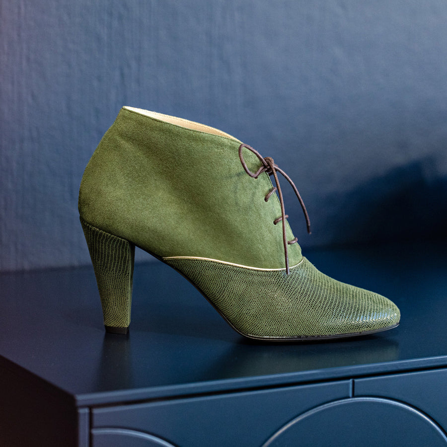 Bottine lacée Jane vert olive