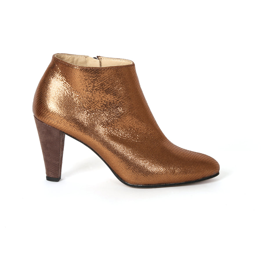 Bottine Joséphine marron glacé métallisé lézard