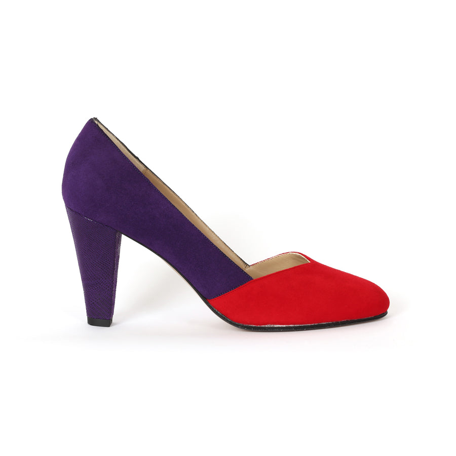 Escarpin Audrey violet et rouge baiser