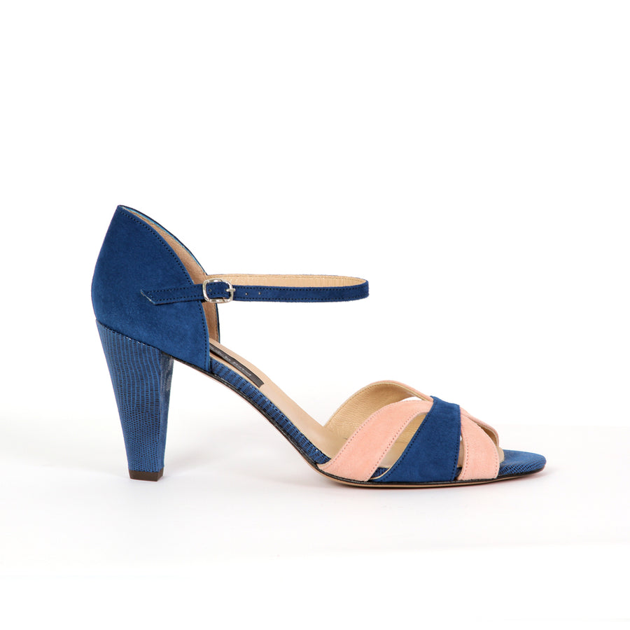 Sandale Grace vieux rose et bleu encre