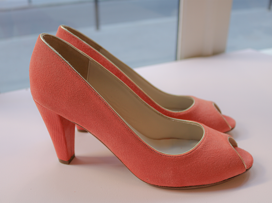 Escarpin ouvert Charlie corail et platine - Pointure 40