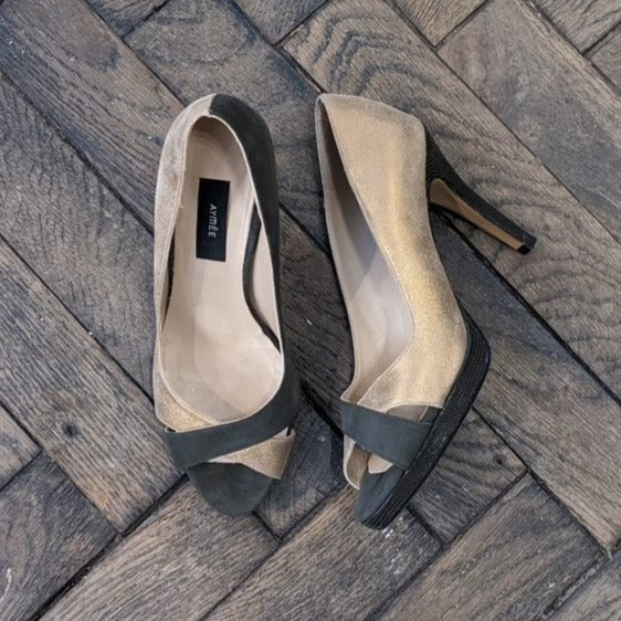 Escarpin ouvert camel shop